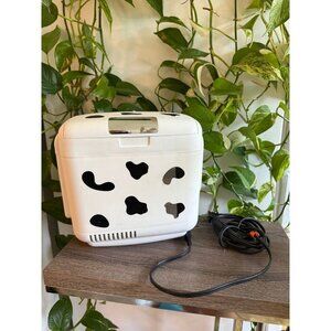 Cow Print Mini Fridge & Warmer – 12V/AC Powered by Cooluli